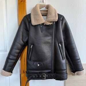 Stradivarius Cream Shearling Jacket